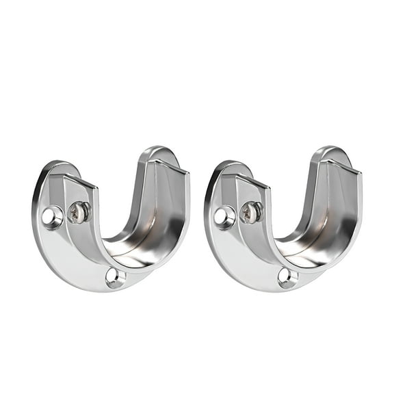Uxcell Closet Pole Sockets Bracket Rod End Holder Flange 1.50'' Dia (U-Shaped) Zinc Alloy 2pcs