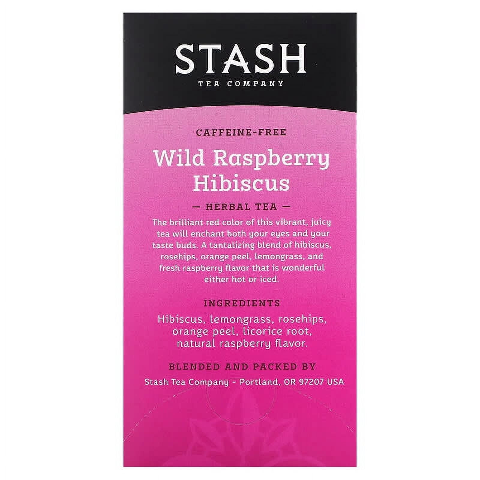 Stash Tea, Herbal Tea, Wild Raspberry Hibiscus, Caffeine Free, 20 Tea Bags,1.3 oz Pack of 2
