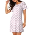 thumbnail image 2 of Easygdp Pink Paw Camisón de manga corta para mujer, informal, estampado, 2 of 6