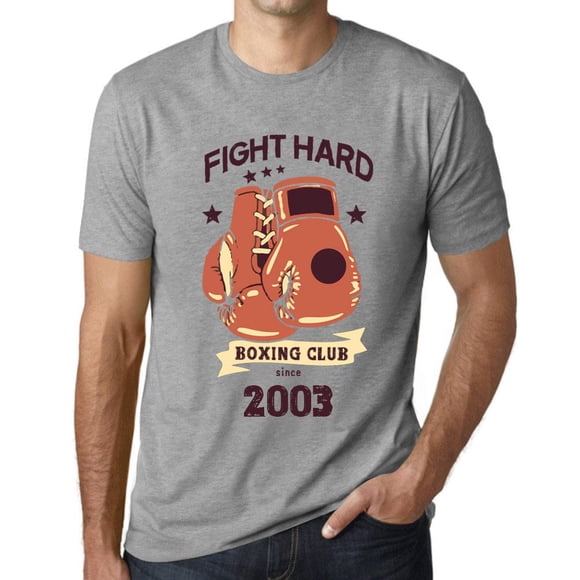 Men's Graphic T-Shirt Boxing Club Fight Hard Since 2003 21st Birthday Anniversary 21 Year Old Gift 2003 Vintage Eco-Friendly Short Sleeve Novelty Tee
