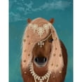 thumbnail image 3 of Fab Funky 12x14 Black Modern Framed Museum Art Print Titled - Horse Brown Pony with Bells, Portrait, 3 of 5