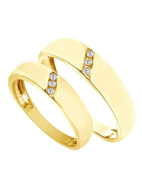 His Hers Sets Product Image White Natural Diamond His And Hers Wedding Band Set In 14k Yellow Gold 0 1 Cttw