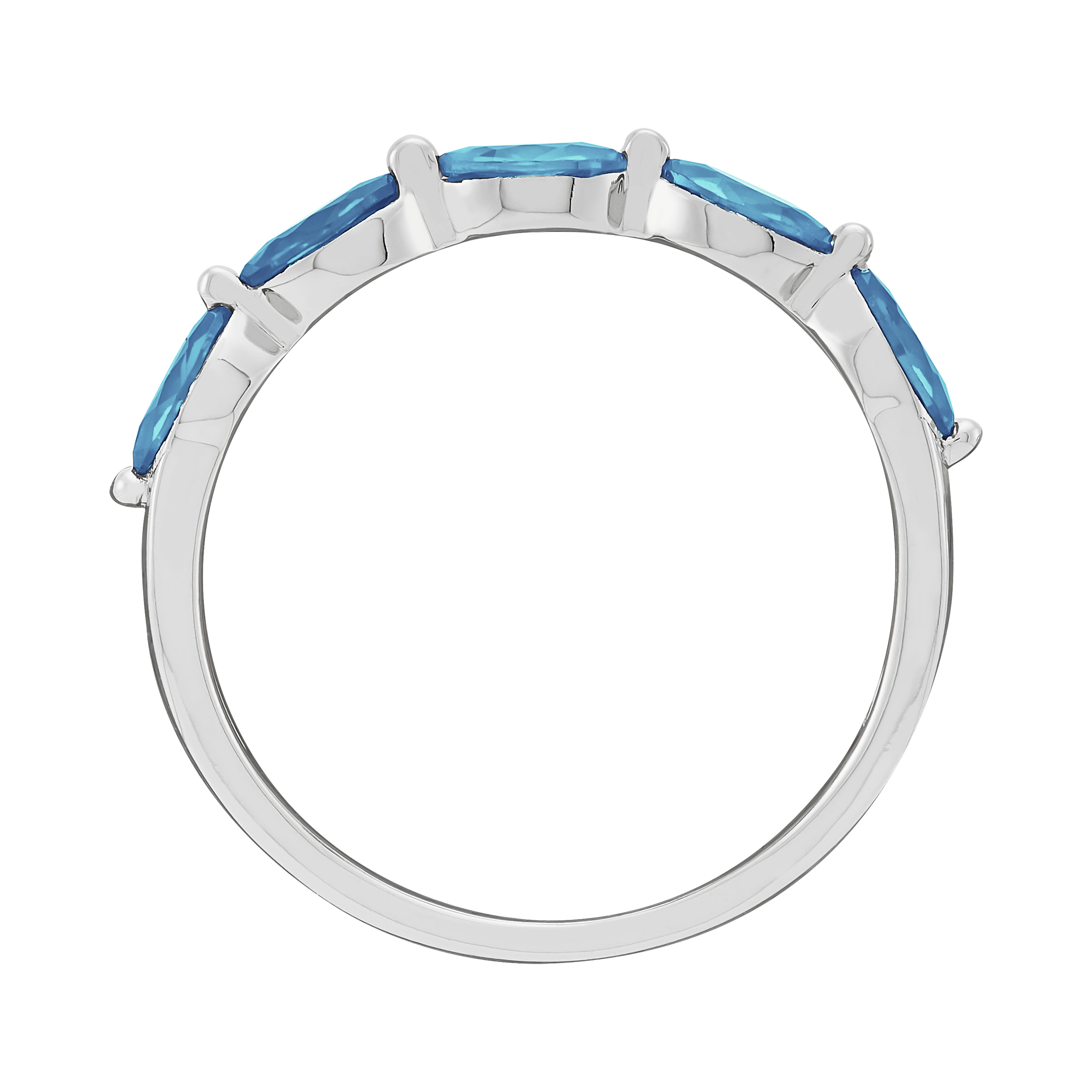 Brilliance Fine Jewelry Marquise Blue Topaz and White Cubic Zircoina Ring in Sterling Silver