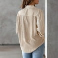 thumbnail image 5 of IROINNID Womens Long Sleeve V-Neck Shirts Home Turndown Collar Button Print Blouses T-shirt,Khaki, 5 of 5