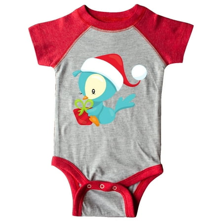 

Inktastic Christmas Bird Blue Bird Bird With Present Gift Baby Boy or Baby Girl Bodysuit