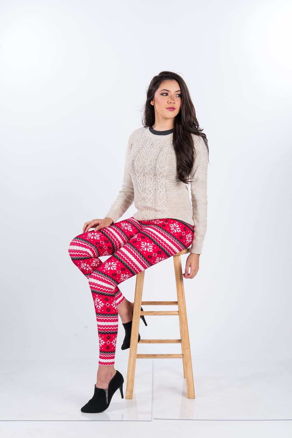 Women's Holiday Fashion Print Mid-Waist Full Length Yoga Leggings
