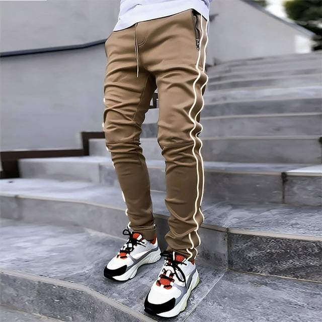 Pantalon Homme Multi-Poches Réfléchissant Jambe Droite Sport Décontracté en Solde