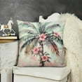 thumbnail image 2 of Palm Tree &amp; Hibiscus Design by Birch&amp;Ink Throw Pillow,  Green, 2 of 5