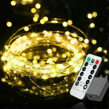 Plug in Fairy Lights with Remote Control Timer, 8 Modes 33ft 100 LED Dimmable String Lights, Waterproof Firefly Starry Lights Twinkle Lights for Indoor Outdoor Decoration, UL-listed, Warm White