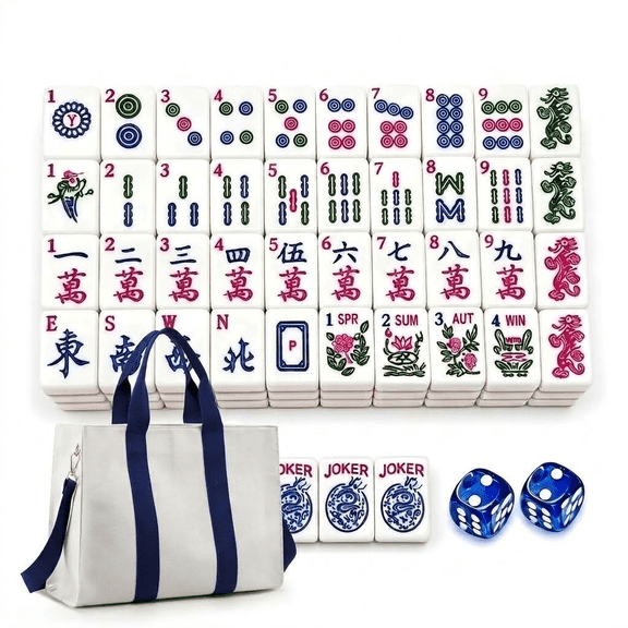 Complete American Mahjong Set 166 Tiles Pink with Numbers Engraved Melamine Tiles with Canvas Zipper Tote Bag Dice Guide for Beginners and Family Travel