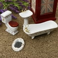 thumbnail image 3 of 4 Pieces 1:12 Miniature Dollhouse Bathroom Supplies Set Bathtub Toilet Sink Mirror #2, 3 of 8