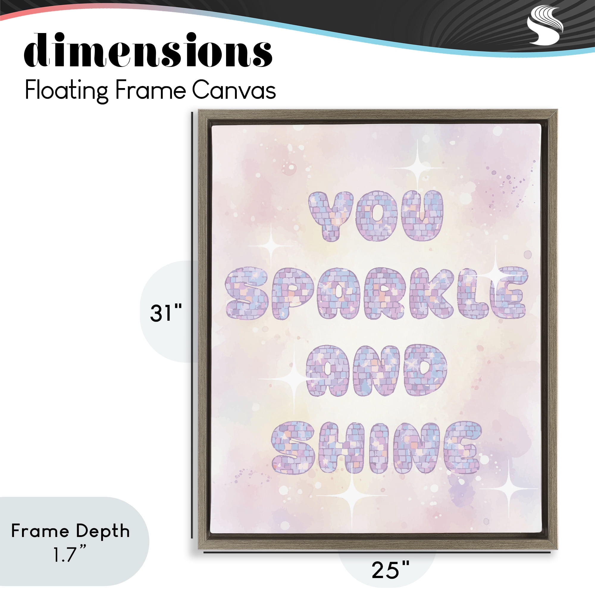 Stupell Industries You Sparkle And Shine Pastels Brown Framed Floater Canvas Wall Art, design by Lil' Rue