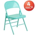 thumbnail image 3 of Flash Furniture 4 Pack HERCULES COLORBURST Series Tantalizing Teal Triple Braced & Double Hinged Metal Folding Chair, 3 of 13