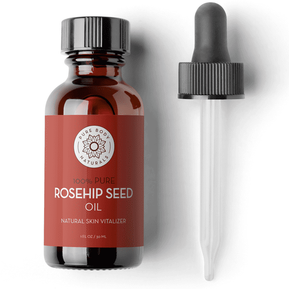 Rosehip Facial Oil for Hair and Skin Cold Pressed Moisturizing Oil, 1 fl oz by Pure Body Naturals
