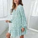 thumbnail image 3 of Vestido floral con escote en V, vestido floral de verano para mujer, vestido corto con botones en la parte delantera, vestido floral suelto, confiabilidad excepcional, 3 of 6
