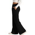 thumbnail image 4 of Fashion Simple Series Solid Color Pants for Women Leisure Loose Wide Leg Pants Comfy Straight Leg Pants with Strap Pockets, 4 of 7