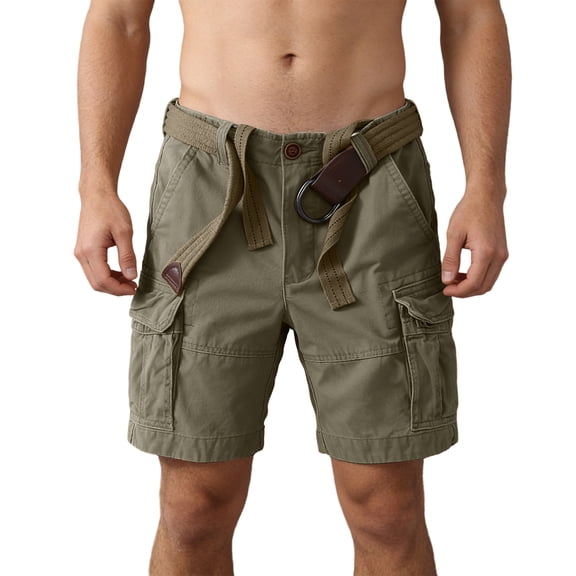 Fgvctg Mens Shorts Cargo Elastic Waistband Casual Stretch Waist Cargo Short Dressy Summer Hiking Fishing Classic Fit Workout Shorts Loose Waistband Pants with Multi Pockets,Green,34