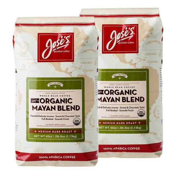 [2 Packs] Jose's Whole Bean Coffee, 2lb 8 oz/40 oz 100 Certified USDA