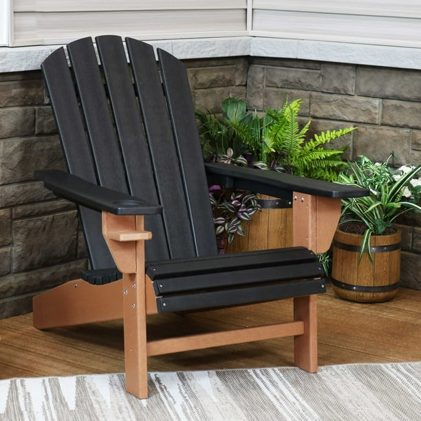 Sunnydaze AllWeather 2Color Outdoor Adirondack Chair with Drink