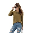 thumbnail image 3 of HOWCOME Fall Long Sleeve Side Split Casual Loose Tunic Womens Blouses, 3 of 5