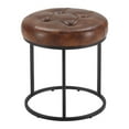 thumbnail image 2 of Duhome Elegant Lifestyle Modern Faux Leather Round Ottoman Stool Vanity Stool Button Tufted Metal Base,Yellowish Brown, 2 of 7