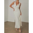thumbnail image 2 of Women's Spaghetti Strap Long Formal Satin Dress Sleeveless Backless Bodycon Maxi Dresses Split Silk Dress, 2 of 6