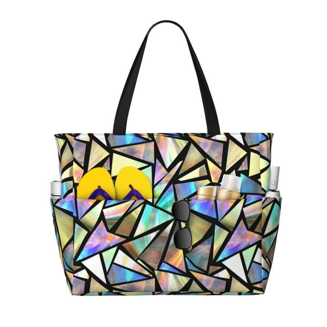 Disketp Colored Glass Bolsa de Playa de Gran Capacidad, Bolso Impermeable y a Prueba de Arena para Mujer, Ideal para Playa, Piscina y Natación