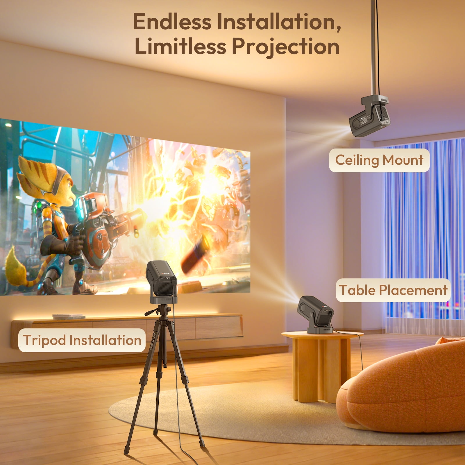 XGODY G5 Pro Android 11 Mini Smart Projector with WiFi and Bluetooth,1080P/4K Auto Keystone,Portable Business&Home Theater, Black, 1 Count