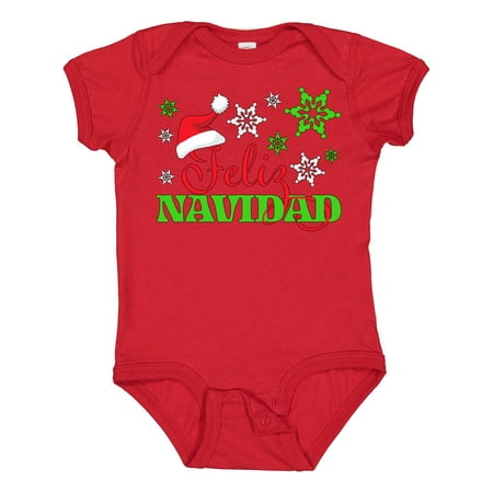 

Inktastic Feliz Navidad with Santa Hat and Green Snowflakes Gift Baby Boy or Baby Girl Bodysuit