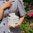 thumbnail image 1 of Retro Mujer PU Checker Cordón Crossbody Bolso Cadena Cubo Bolso (Blanco), 1 of 8