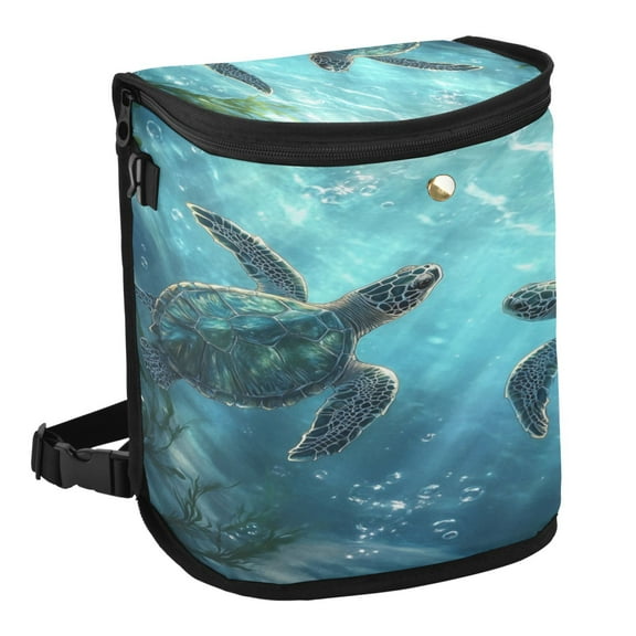 Qxltty Sea Turtle Car Trash Can with Lid Vehicle Backseat Hanging Leak Proof Storage Bin