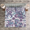 thumbnail image 3 of Ambesonne Paisley Quilted Bedspread Set 3 Pcs, Bohemic Floral Country, Queen Size, Purple White Blue, 3 of 3