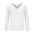 thumbnail image 7 of ClodeEU Women's Winter Thickened Fleece Lined V Neck Long Sleeve Top,Loose Fit Blouses White,Womens Plus L, 7 of 7