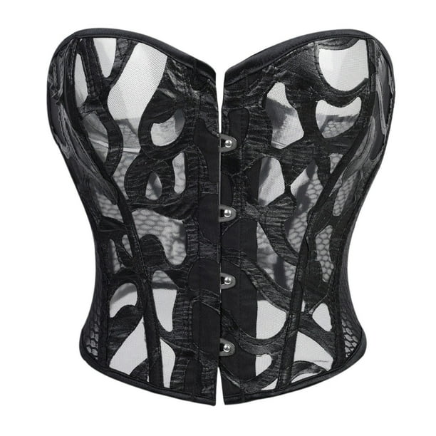 mfyjkho Camisetas Sin Mangas, Corsé Ajustado Sin Tirantes De Malla Negra Para Mujer Top Moldeador De Espiga Para Mujer Tops Elegantes Para Mujer L