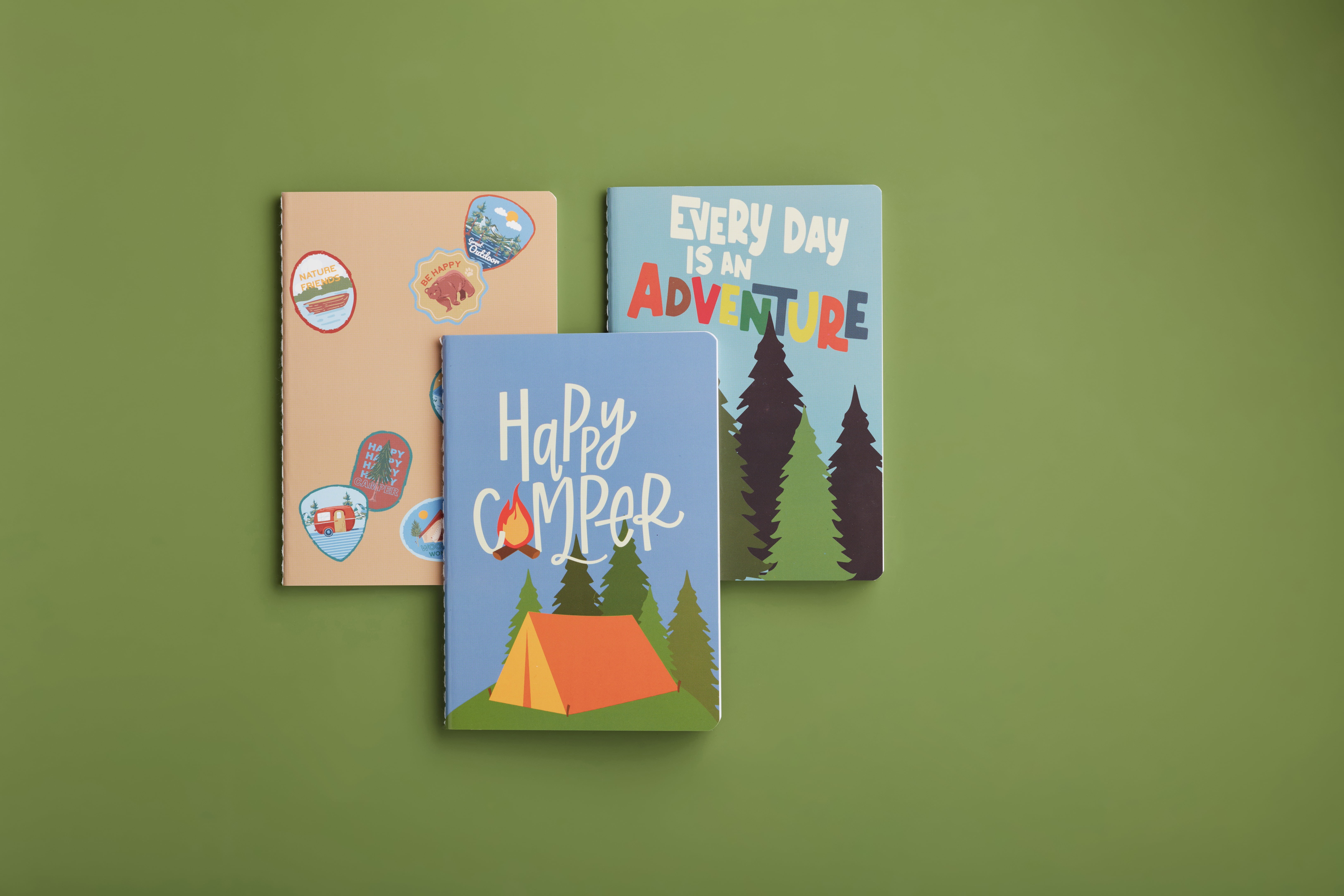 U Style Set of 3 Mini Journals, Camping Designs