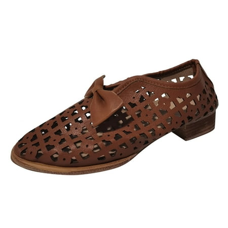 HSMQHJWE Long Boots For Women Casual Summer Shoes Women Womens Shoes Ethnic Style Small Leather Shoes Hollow Breathable Retro Loafers Single Shoes Casual Shoes Men Casual Tie Up Shoes
