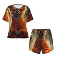 thumbnail image 2 of Yiaed Maple Leaf Meditating Chihuahua Print Short Sleeve Pajama Sets for Women Casual Crew Neck 2 Piece Lounge Sets Women's Short-Sleeved Pajama-Small, 2 of 5