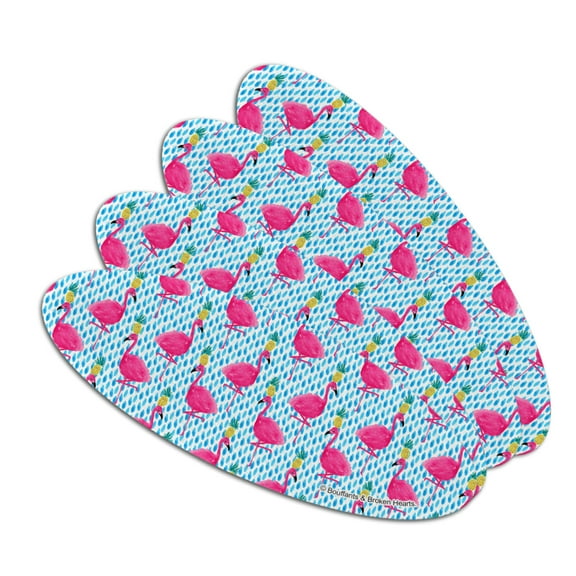 Party Flamingos Pineapples Double-Sided Oval Nail File Emery Board Set 4 Pack