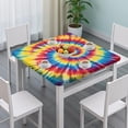 thumbnail image 3 of Colorful Tie Dye Mandala Pattern Square Fitted Tablecloth with Elastic Edge,Square Table Cover,Washable Elastic Table Cover for Home Kitchen Party Decor 36"x36", 3 of 6
