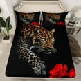 thumbnail image 2 of Castle Fairy Teens Adults Floral Leopard Twin Sheet Sets 3pcs,Woodland Animal Cheetah Twin Fitted Sheet Microfiber,Chic Flowers Rose Breathable Flat Sheet,Luxury Bedroom Decor, 2 of 7