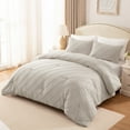 thumbnail image 2 of Exclusivo Mezcla 2 Pieces Twin Comforter Set Light Grey, Lightweight Jacquard Striped Twin Size Bedding Comforter Sets for All Seasons, 2 of 5