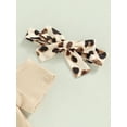 thumbnail image 6 of KelaJuan Infant Baby Girls Summer Jumpsuit Set, Short Sleeve Off Shoulder Romper + Leopard/Flower Flare Pants + Bow Headband, 6 of 9