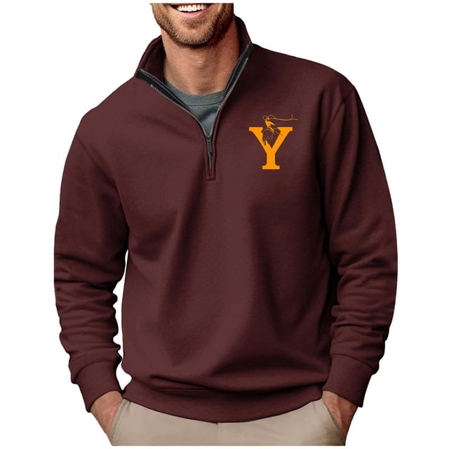 Blusa y camisa de manga larga con cuello alto para hombre, sudadera con capucha estampada, jersey deportivo con media cremallera, blusa de manga larga con cuello alto para hombre, blusa de poliéster