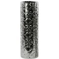 thumbnail image 2 of Urban Trends Ceramic Round Cylindrical Vase with Patterned Design and MD Polished Chrome Finish, Silver, 2 of 2
