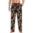 thumbnail image 3 of Men's Pajama Pants with Pockets Sleepwear Lounge Pants Stretch Casual Dragon Flower Chinese, 3 of 6