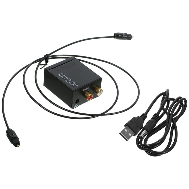 Miangastore Digital Signal to Analog Signal Audio Converter Audio Switch Box with USB Power Supply Cable and Optical Fiber Cable Black