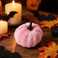 thumbnail image 5 of Harvest Mini Velvet Pumpkins, Plush Autumn Tabletop Accents, Rich Jewel Toned Fall Decor, Sophisticated Thanksgiving Centerpiece for Shelf, Console, Buffet, Home Holiday Staging, Harvest, Pink, 5 of 9