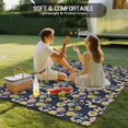 thumbnail image 4 of Vintage Flower Outdoor Rug for Patio/Deck/Porch, Non-Slip Large Area Rug 5 x 7 Ft, Yellow Spring Floral Leaf Pastoral Birds Navy Blue Indoor Outdoor Rugs Washable Area Rugs, Camping Rug Carpet Runner, 4 of 8