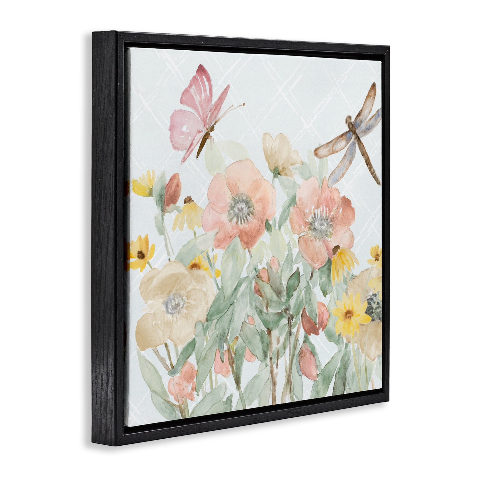 Stupell Industries Garden Joy with Insects Black Framed Floater Canvas Wall Art, design by Lanie Loreth
