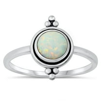 CHOOSE YOUR COLOR Bali White Simulated Opal Ring .925 Sterling Silver Band CZ Female Size 6